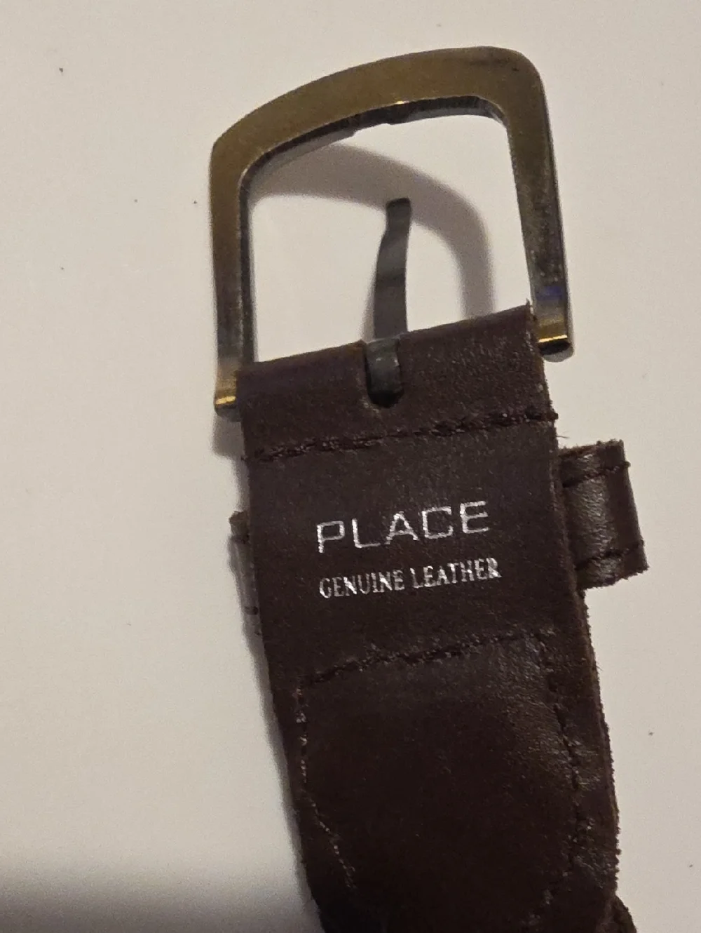 Place Brown Leather Belt with Brass Buckle